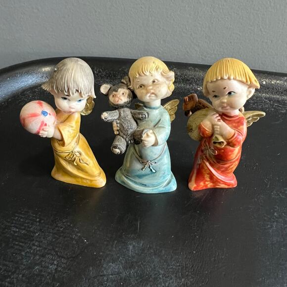 Set 3 Vintage Depose Italy Cherubs Angel Kids Xmas Ornaments 2.75" 331-332-333 - Picture 1 of 8